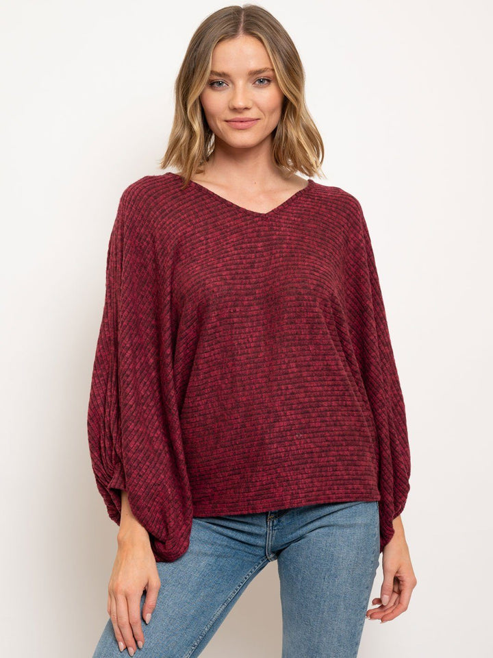 WOMEN'S LONG SLEEVE V-NECK TUNIC TOP