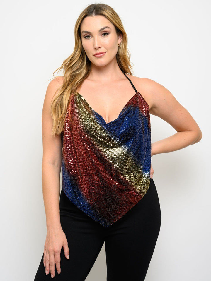 PLUS SIZE METALLIC SLEEVELESS TOP