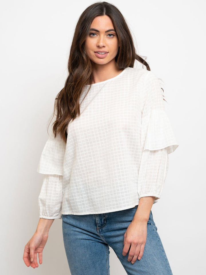 WOMEN'S RUFFLE SLEEVES TOP