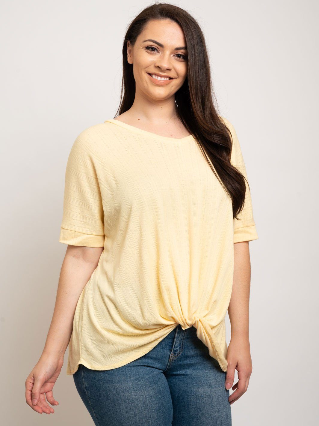 PLUS SIZE FRONT TIE DETAILED TOP