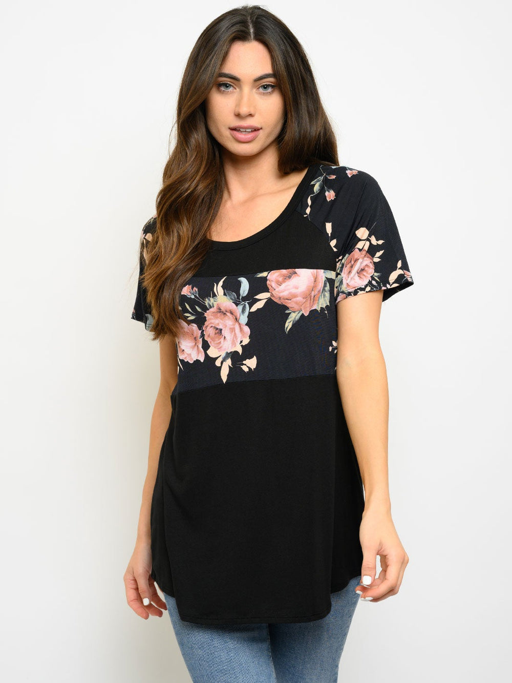 Copy of WOMEN'S SHORT SLEEVE FLORAL PRINT ANIMAL PRINT TOP