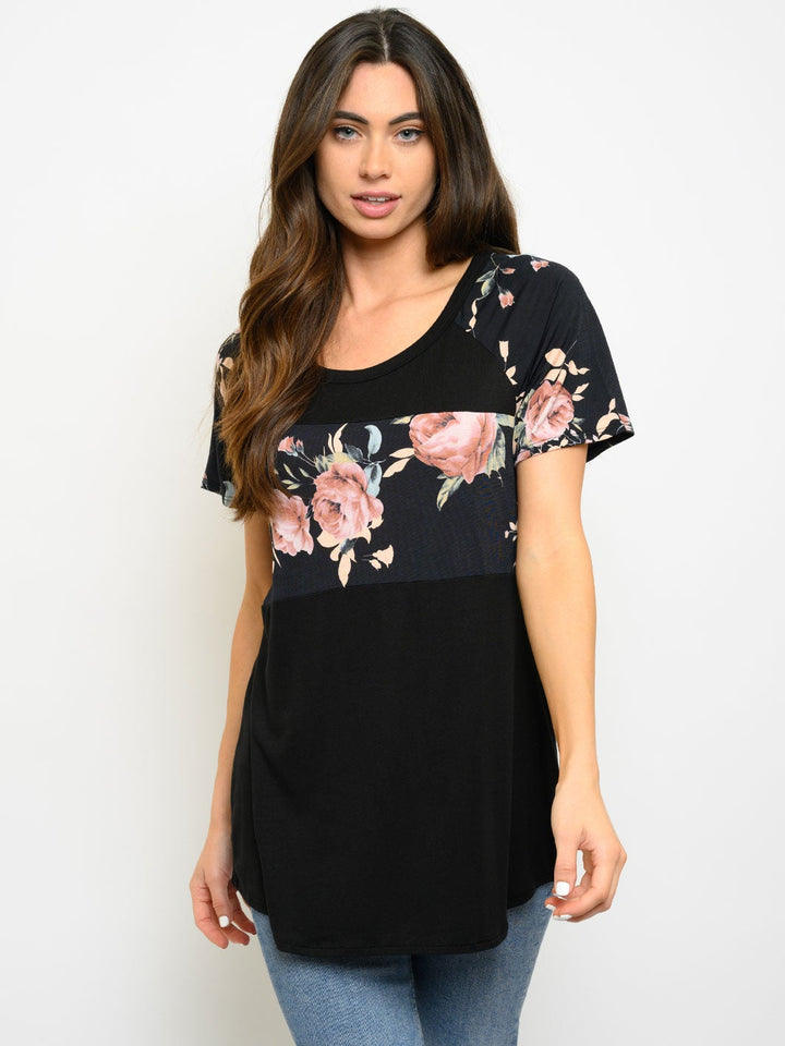 Copy of WOMEN'S SHORT SLEEVE FLORAL PRINT ANIMAL PRINT TOP