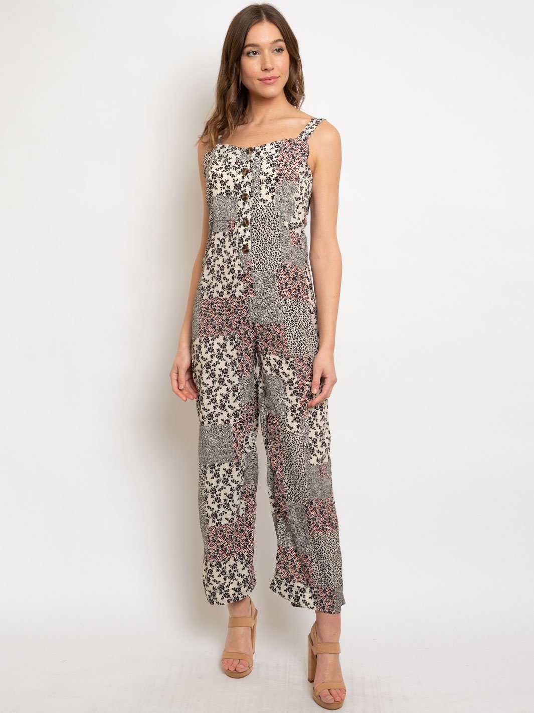 WOMEN'S MULTI PRINT SLEEVELESS JUMPSUIT