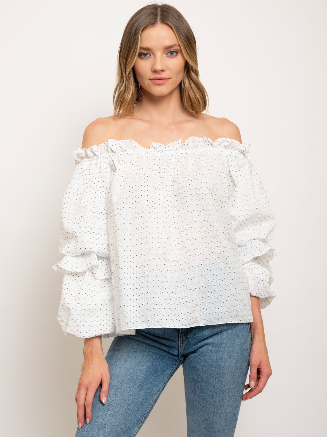 WOMEN'S OFF SHOULDER PUFF SLEEVES TOP