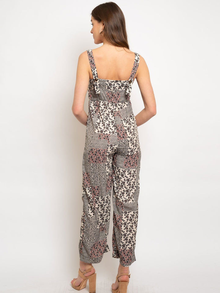 WOMEN'S MULTI PRINT SLEEVELESS JUMPSUIT