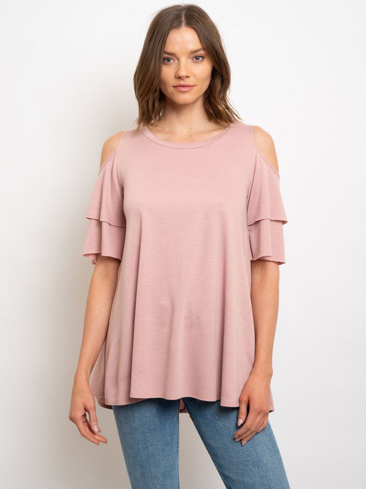 WOMEN'S OFF SHOULDER RUFFLE SLEEVES TOP