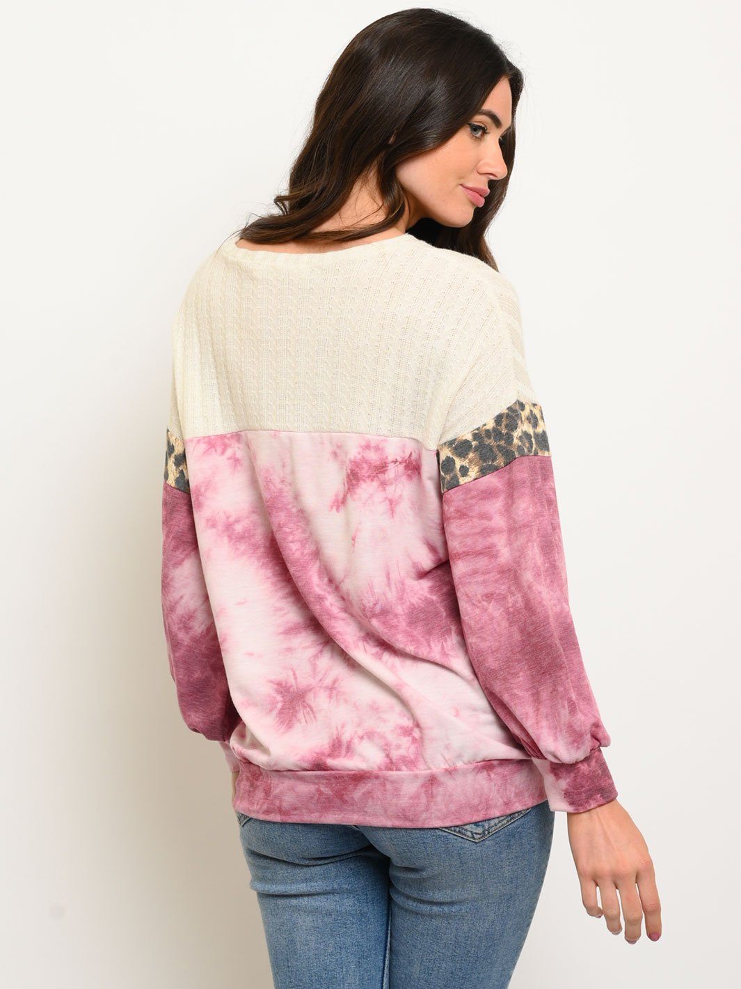 WOMEN'S MULTI PRINT LONG SLEEVE TOP