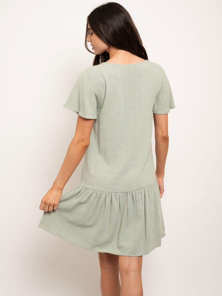 WOMEN'S BUTTON DOWN RUFFLE MINI DRESS