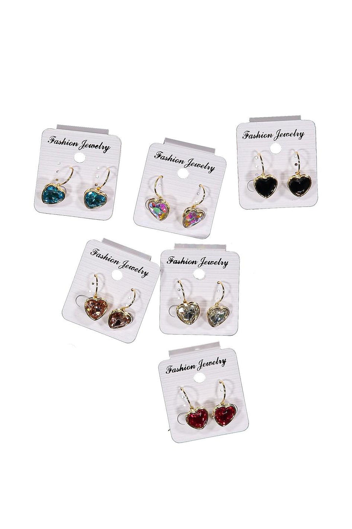 WOMEN'S ASSORTED COLORS HEART SHAPE EARRINGS