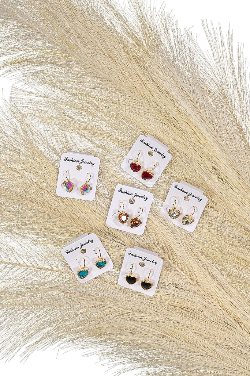 WOMEN'S ASSORTED COLORS HEART SHAPE EARRINGS