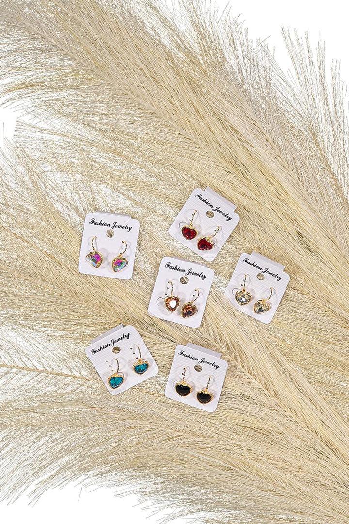 WOMEN'S ASSORTED COLORS HEART SHAPE EARRINGS