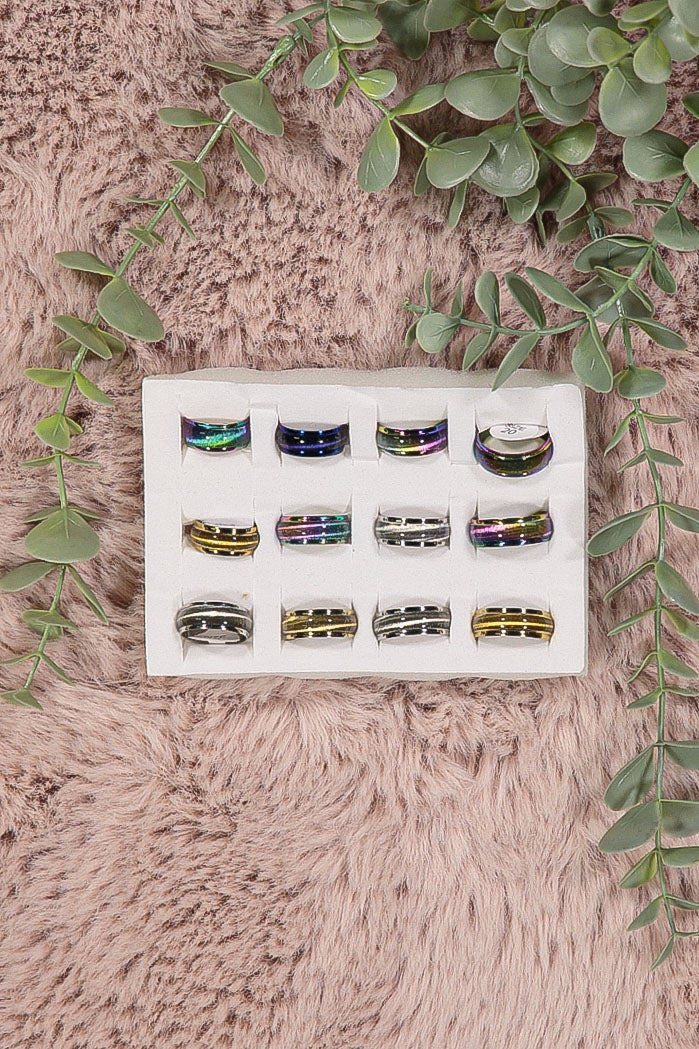 WOMEN'S ASSORTED COLORS STAINLESS STEEL RINGS