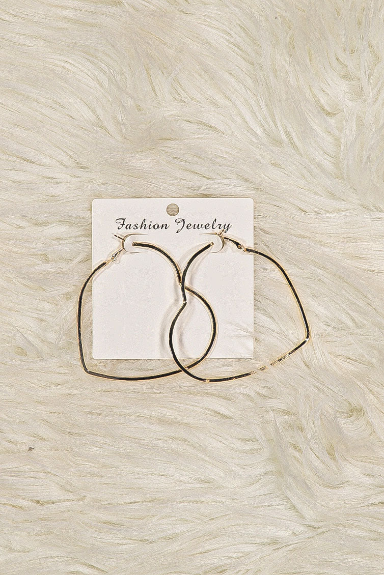 WOMEN'S HEART SHAPE METAL HOOP EARRING