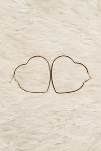 WOMEN'S HEART SHAPE METAL HOOP EARRING