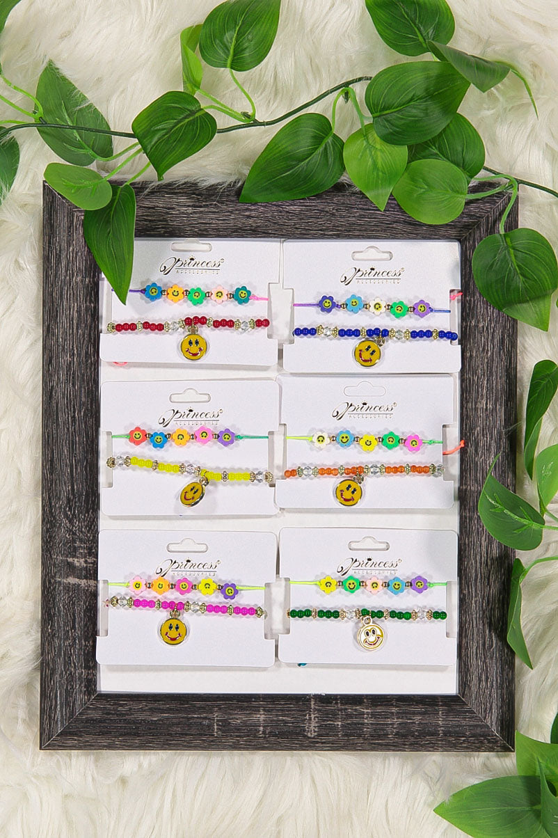 WOMEN'S ASSORTED COLORS & SMILES BRACELET