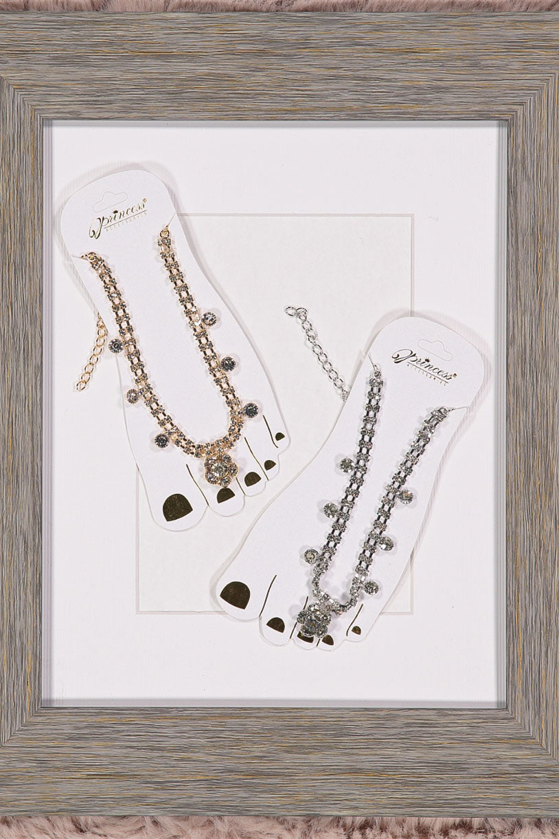 WOMEN'S FLOWER GOLD & SILVER ANKLET SET