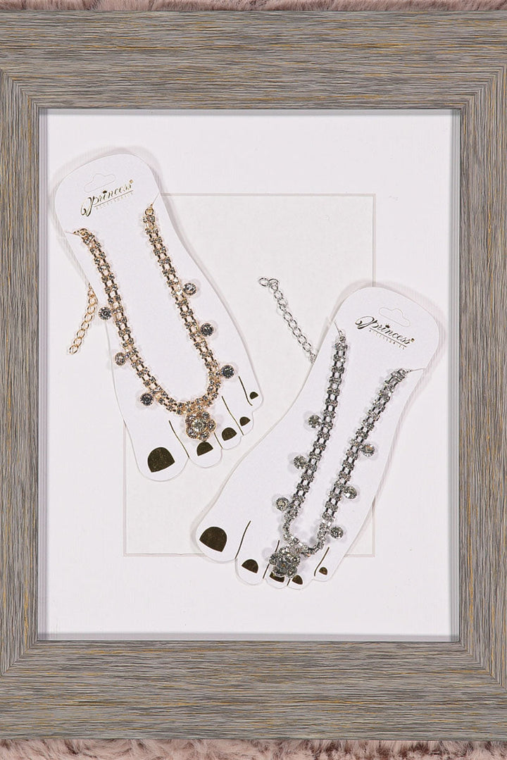 WOMEN'S FLOWER GOLD & SILVER ANKLET SET