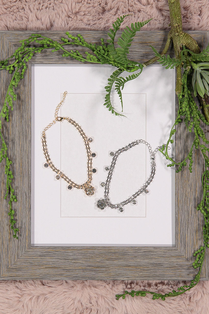 WOMEN'S FLOWER GOLD & SILVER ANKLET SET