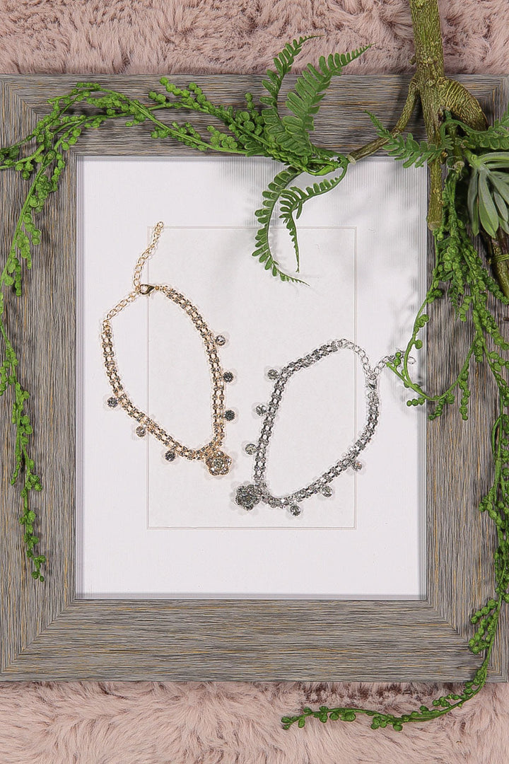 WOMEN'S FLOWER GOLD & SILVER ANKLET SET