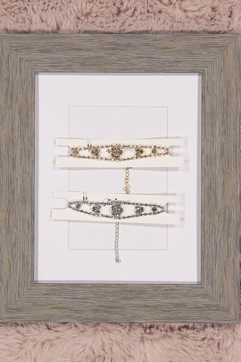 WOMEN'S FLOWER GOLD & SILVER ANKLET SET