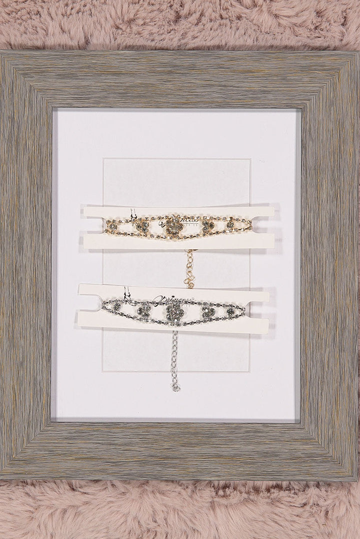 WOMEN'S FLOWER GOLD & SILVER ANKLET SET