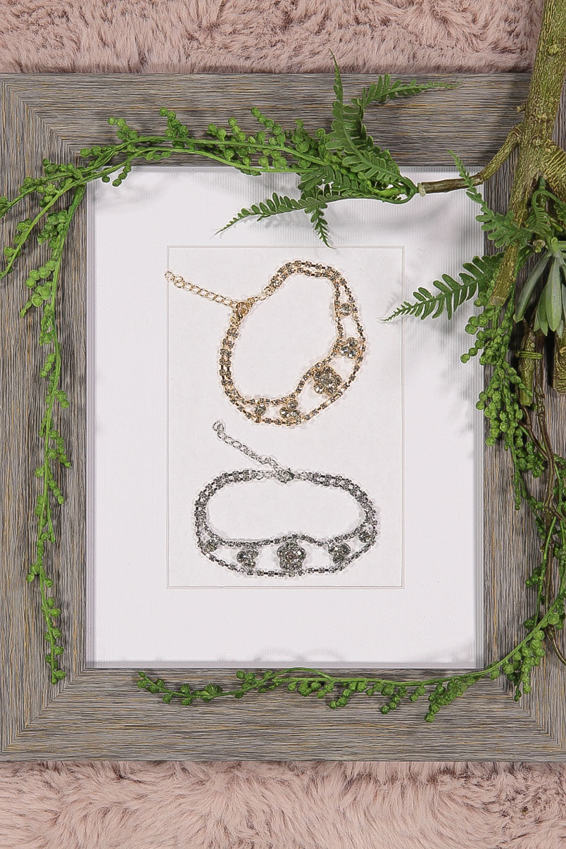 WOMEN'S FLOWER GOLD & SILVER ANKLET SET