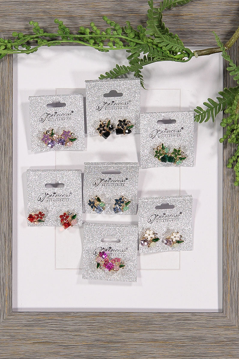 WOMEN'S ASSORTED COLORS FLOWERS EARRINGS