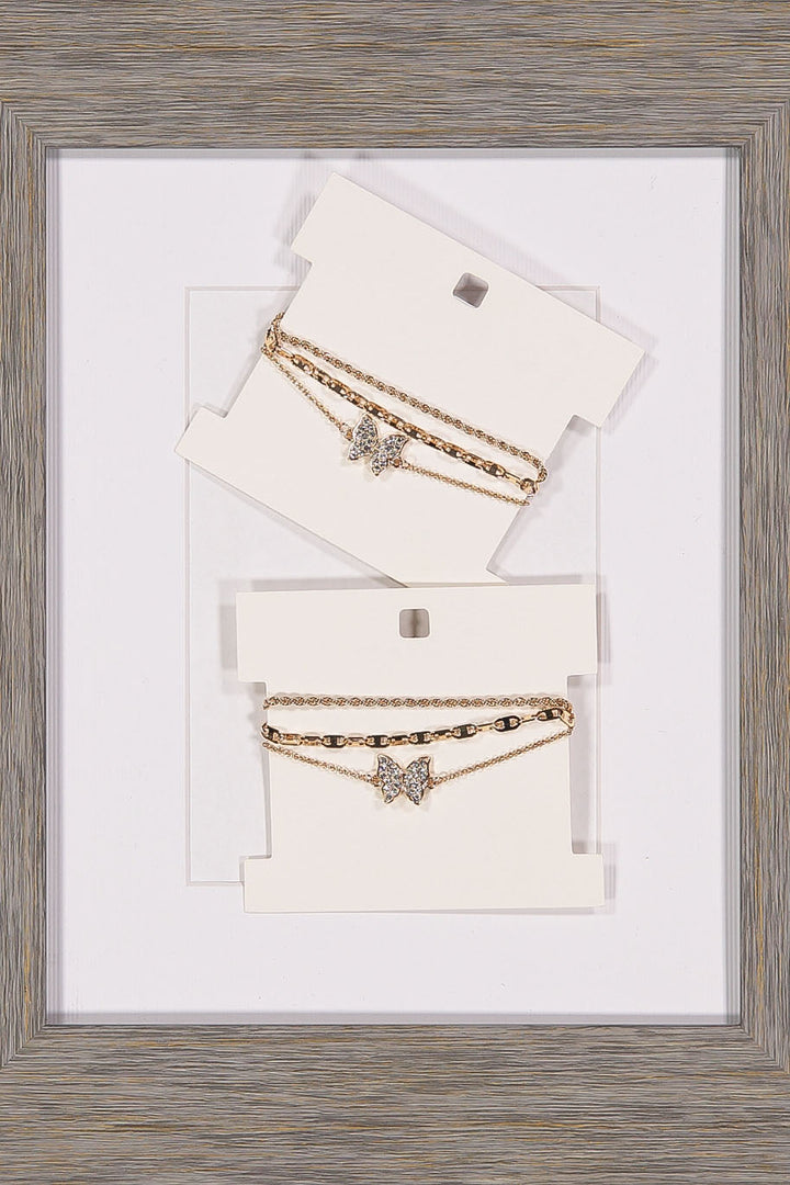 WOMEN'S GOLD MULTI CHAIN BUTTERFLY BRACELET