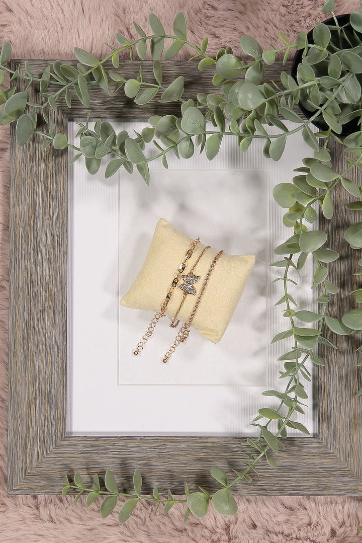 WOMEN'S GOLD MULTI CHAIN BUTTERFLY BRACELET