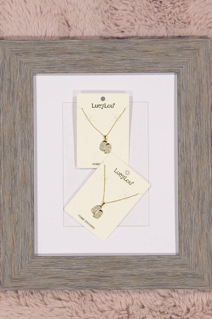 WOMEN'S GOLD CUBIC ZIRCONIA FEET PENDANT NECKLACE