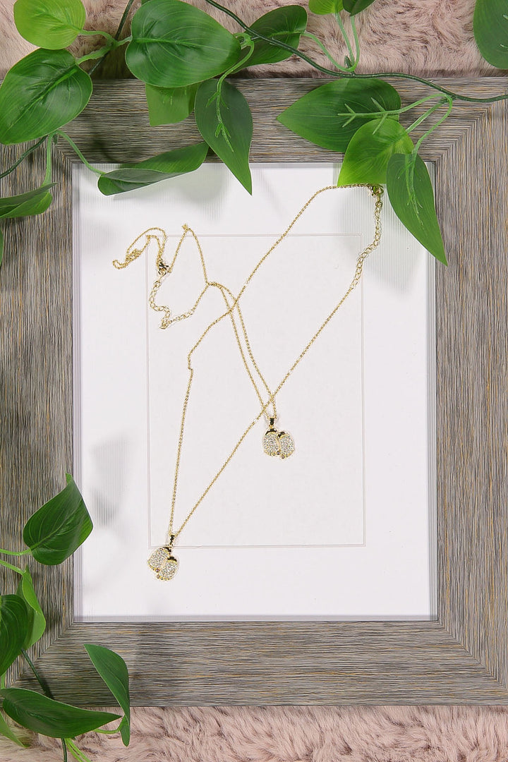 WOMEN'S GOLD CUBIC ZIRCONIA FEET PENDANT NECKLACE