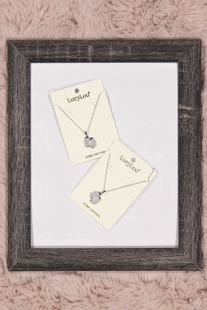 WOMEN'S SILVER CUBIC ZIRCONIA FEET PENDANT NECKLACE