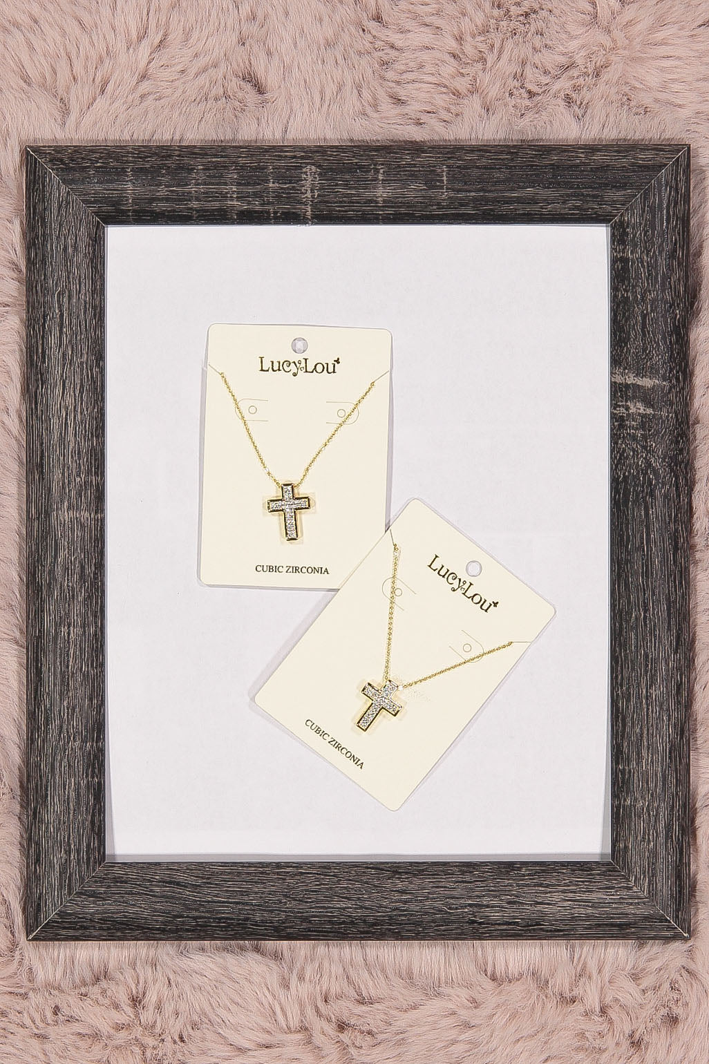 WOMEN'S GOLD CUBIC ZIRCONIA CROSS PENDANT NECKLACE