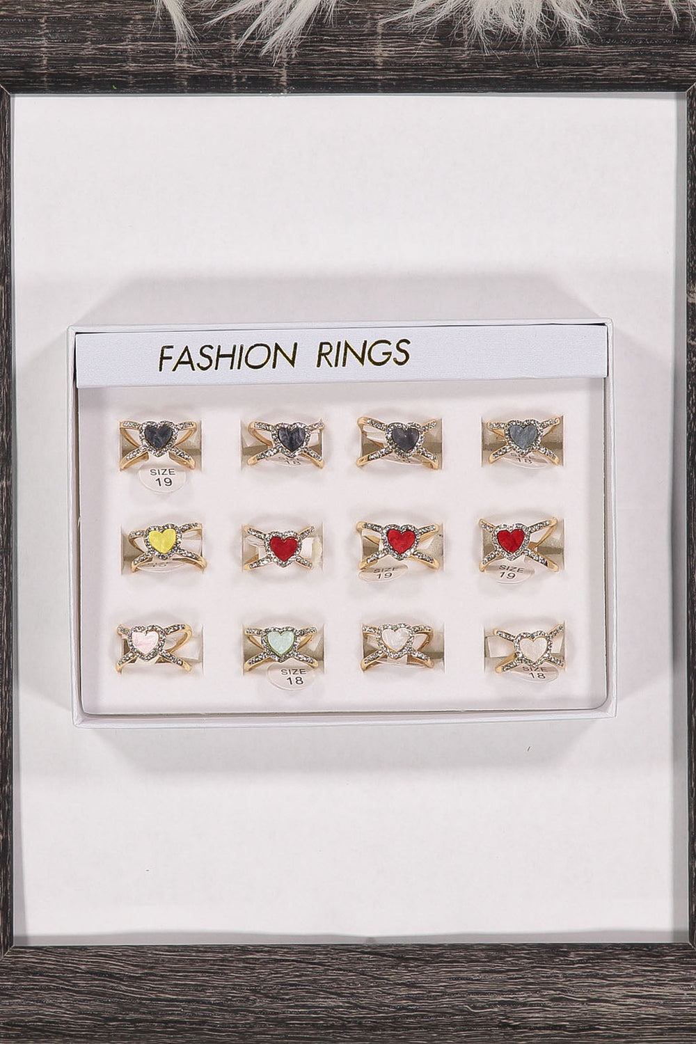 WOMEN'S ASSORTED COLORS HEART SHAPE RINGS