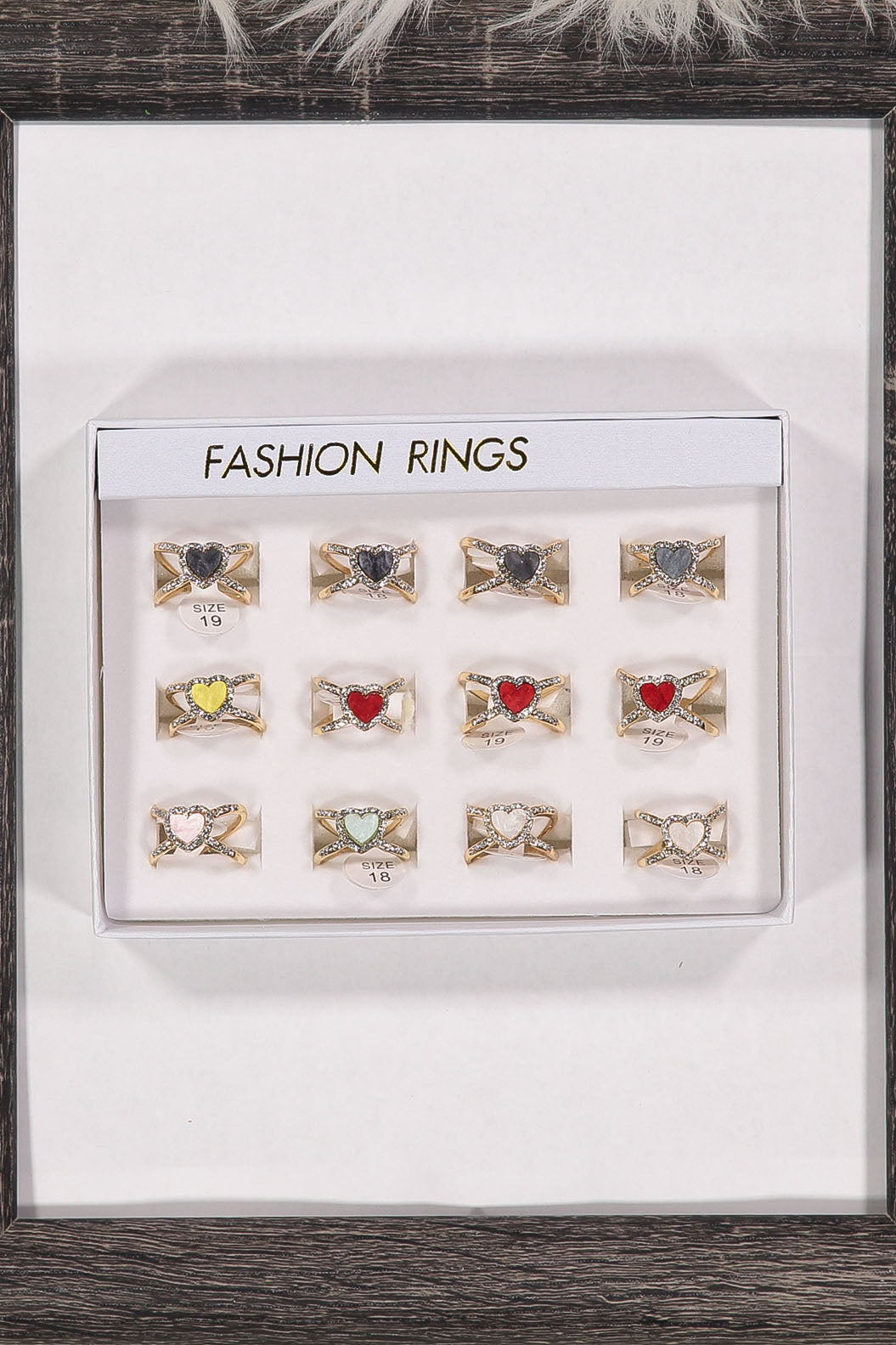 WOMEN'S ASSORTED COLORS HEART SHAPE RINGS