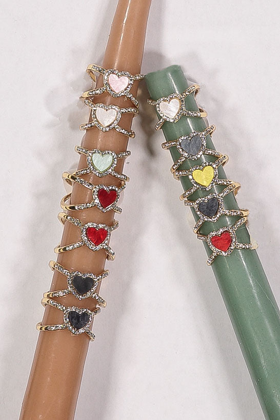 WOMEN'S ASSORTED COLORS HEART SHAPE RINGS