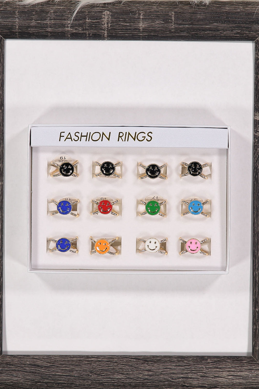 WOMEN'S ASSORTED COLORS SMILE FACE RINGS