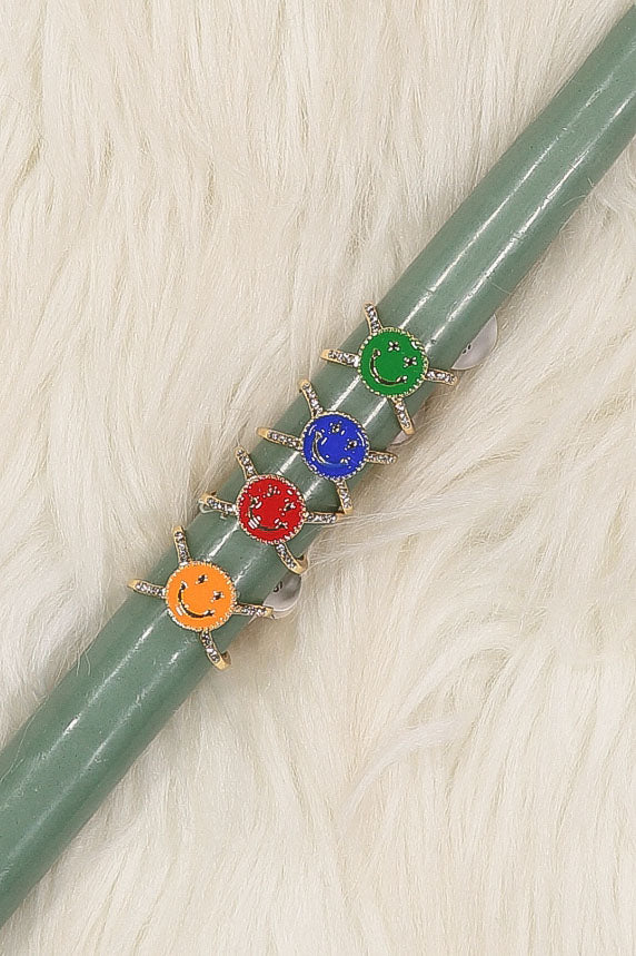 WOMEN'S ASSORTED COLORS SMILE FACE RINGS