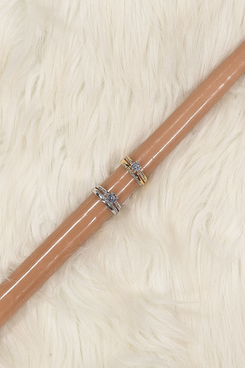 WOMEN'S SILVER & GOLD 2PC WEDDING RINGS