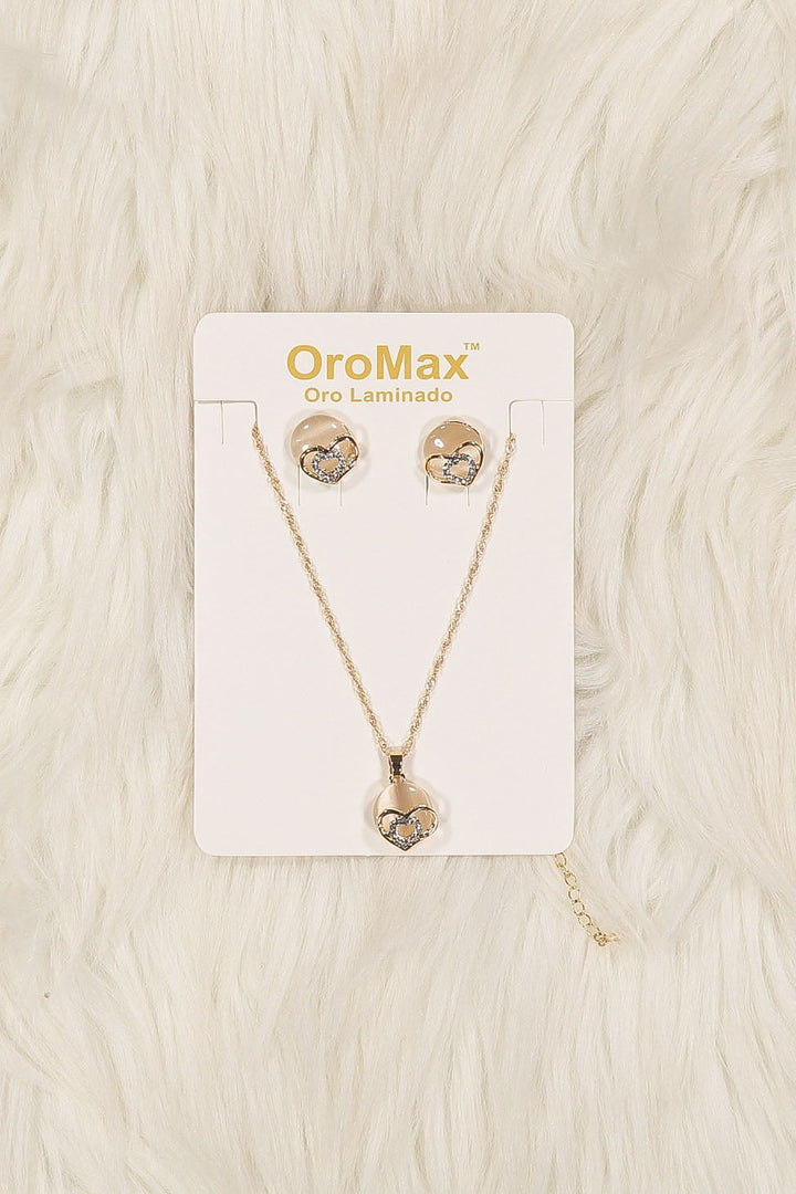 WOMEN'S HEART GOLD PLATED NECKLACE SET