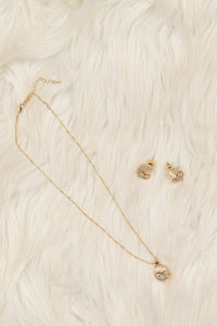 WOMEN'S HEART GOLD PLATED NECKLACE SET