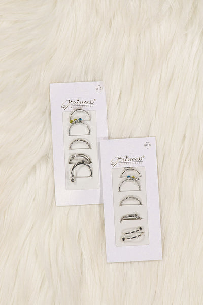 WOMEN'S ASSORTED SHAPES SILVER STEEL RINGS