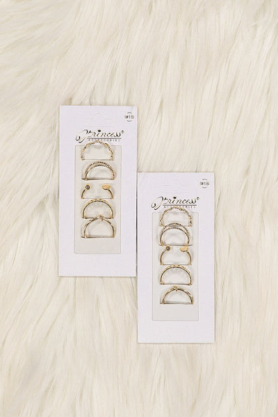 WOMEN'S ASSORTED SHAPES GOLD STEEL RINGS