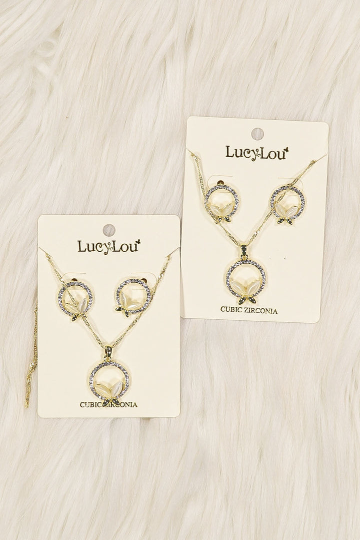 WOMEN'S GOLD PLATED BUTTERFLY NECKLACE SET