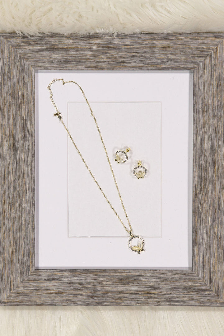 WOMEN'S GOLD PLATED BUTTERFLY NECKLACE SET