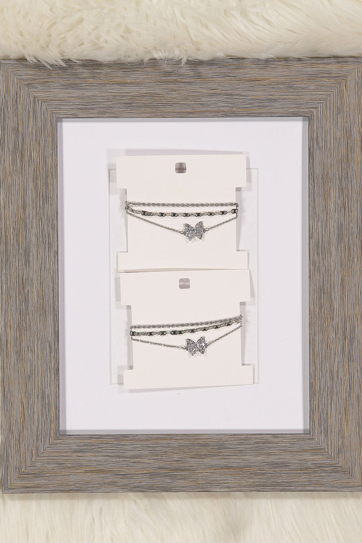 WOMEN'S SILVER MULTI CHAIN BUTTERFLY BRACELET