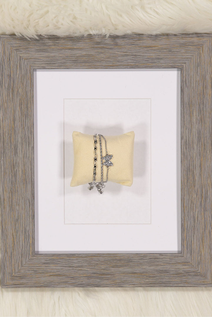 WOMEN'S SILVER MULTI CHAIN BUTTERFLY BRACELET