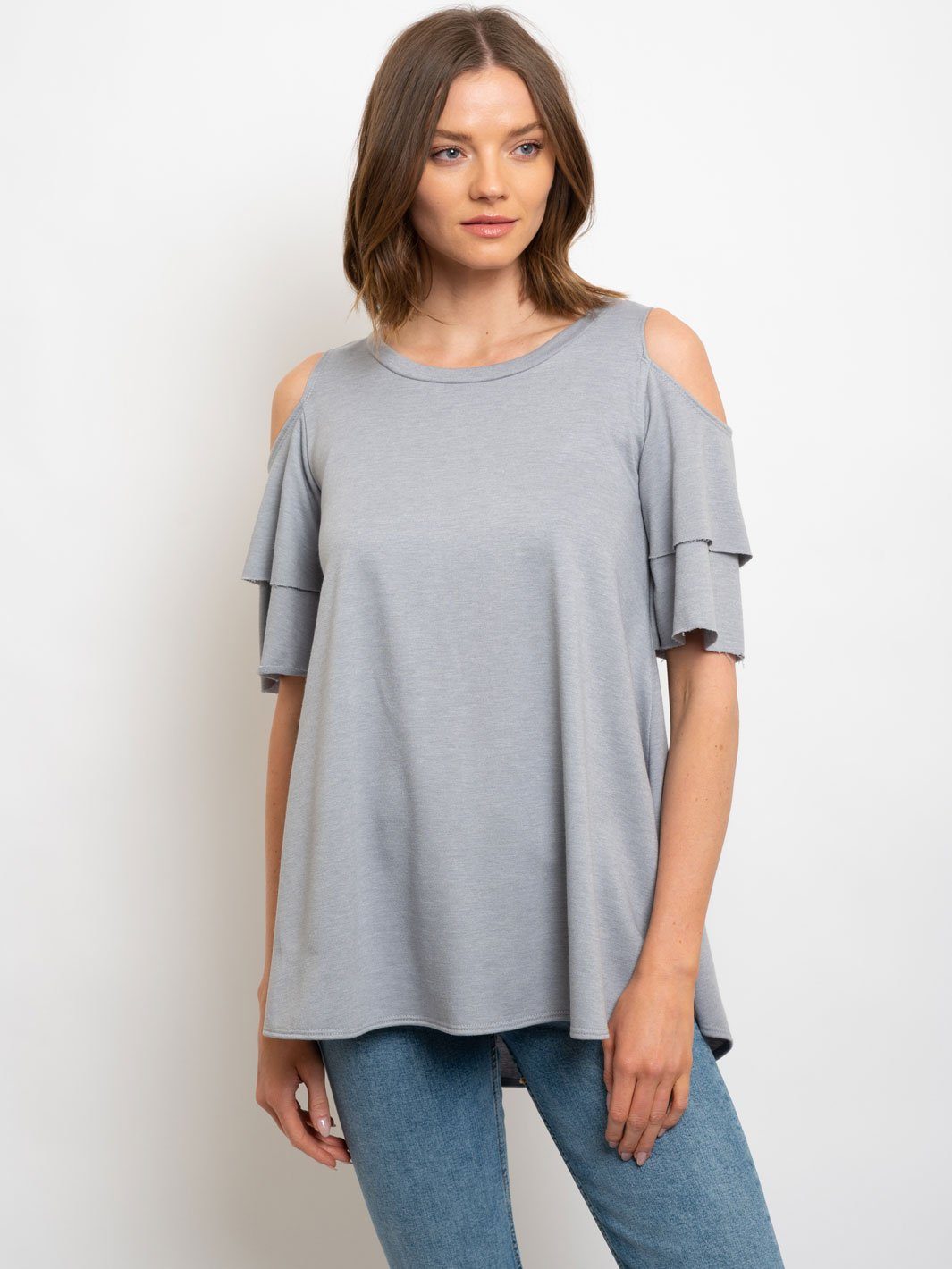 WOMEN'S OFF SHOULDER RUFFLE SLEEVES TOP