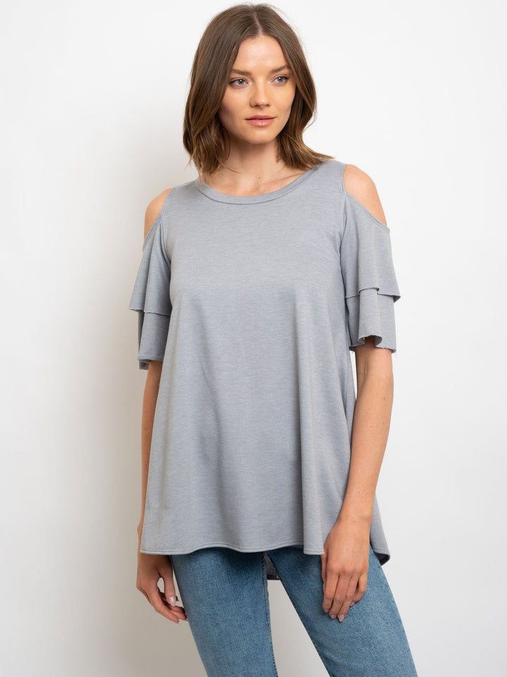 WOMEN'S OFF SHOULDER RUFFLE SLEEVES TOP
