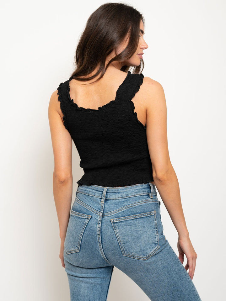 WOMEN'S SMOCKING CROP TOP